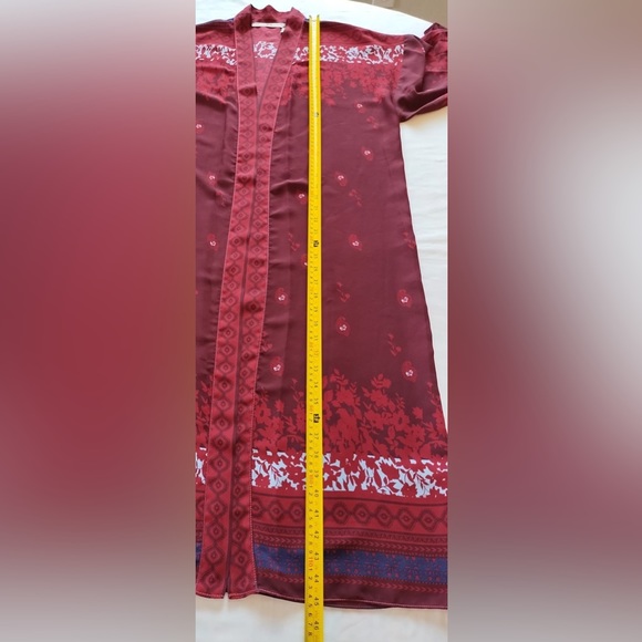 Chelsea and Violet $118 red burgundy long sleeve open front duster M - Picture 10 of 12